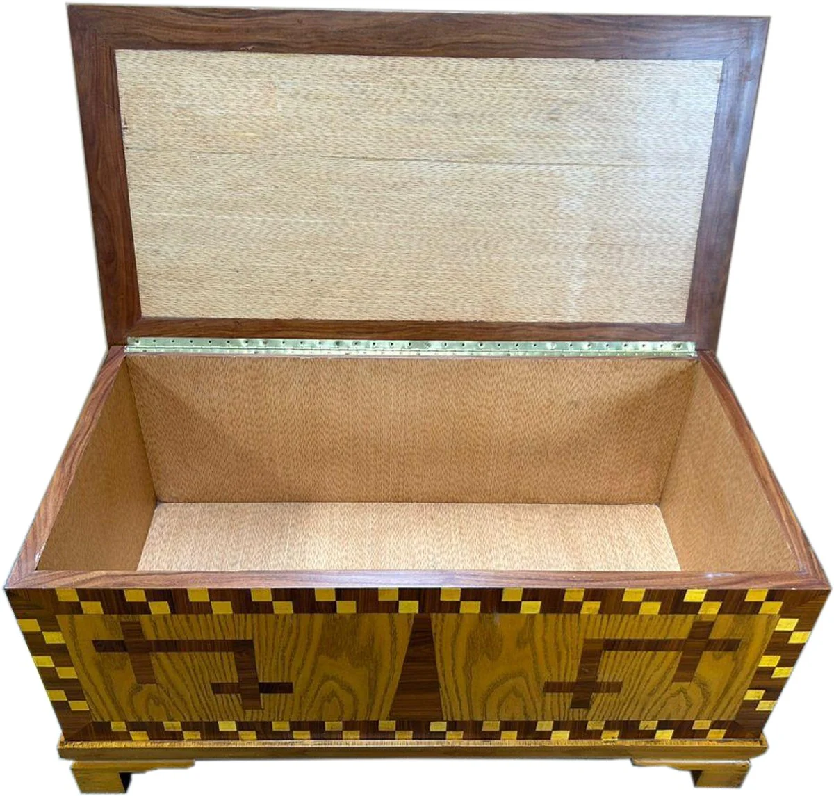 Truhen Kommode 40er Jahre Museumsnachbau Replikat 102 x 52 x H 50 cm - Braun Intarsien Antik Stil Möbel Berlin Truhe Art Deco