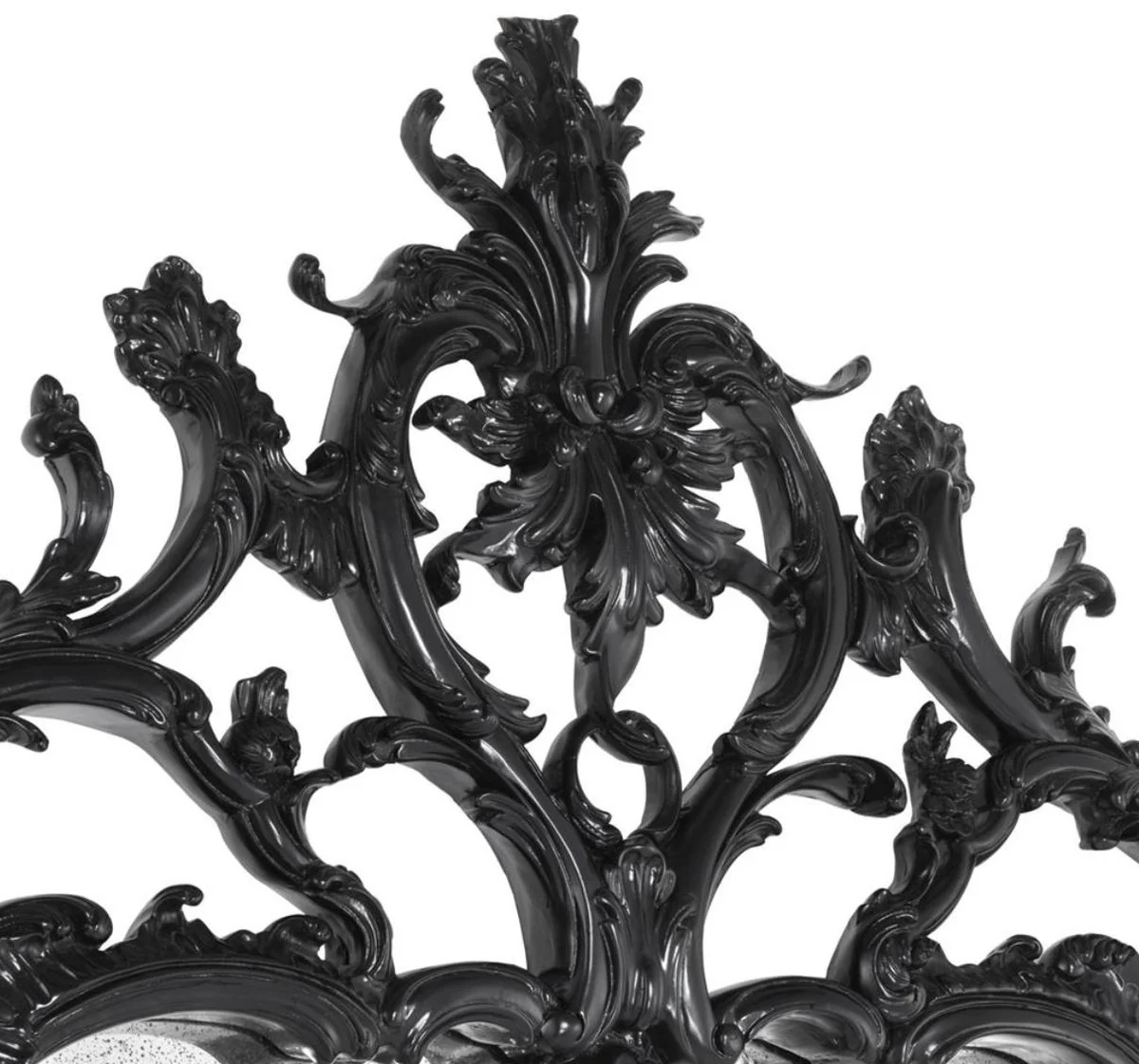 Luxus Barockstil Wohnzimmer Wandspiegel Schwarz 102 x H. 174 cm - Limited Edition