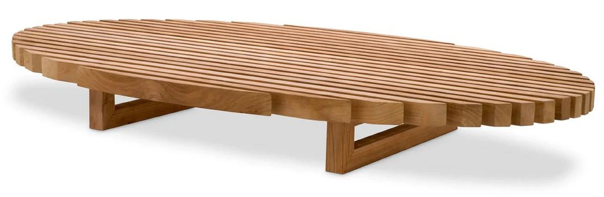 Luxus Teak Couchtisch Naturfarben 170,5 x 99,5 x H. 21,5 cm - Ovaler Teakholz Wohnzimmertisch - Teakholz Wohnzimmer Möbel - Massivholz Möbel - Luxus Möbel - Luxus Einrichtung
