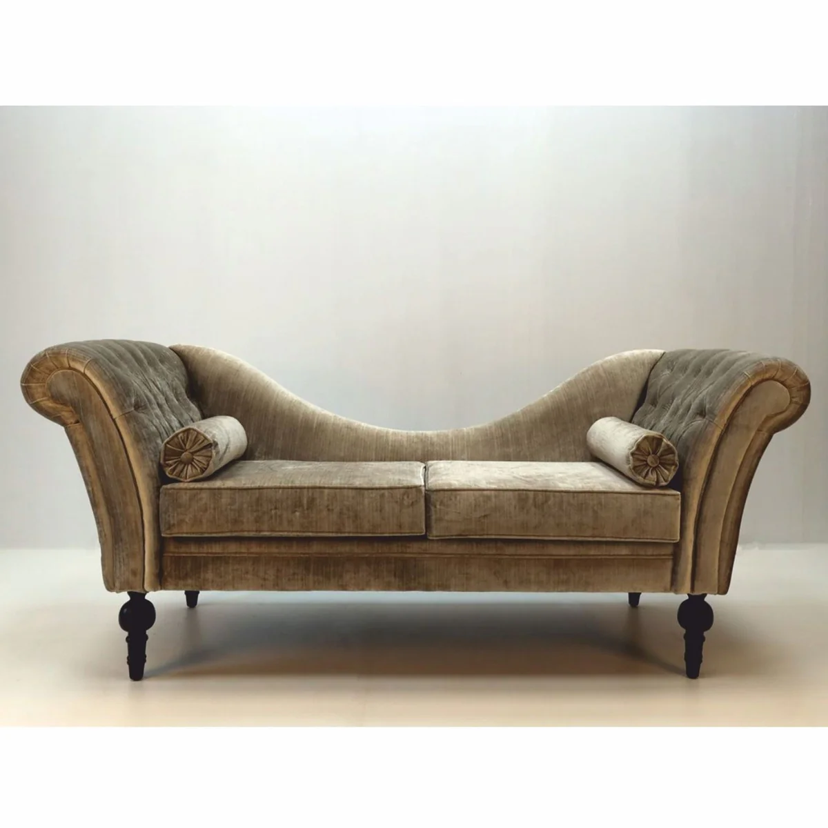 Luxus Barock Sofa Grau / Schwarz 200 cm - Prunkvolle Barock Möbel