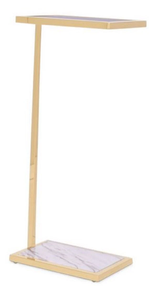 Luxus Beistelltisch Gold / Schwarz / Weiß 31 x 20 x H. 72 cm - Designermöbel