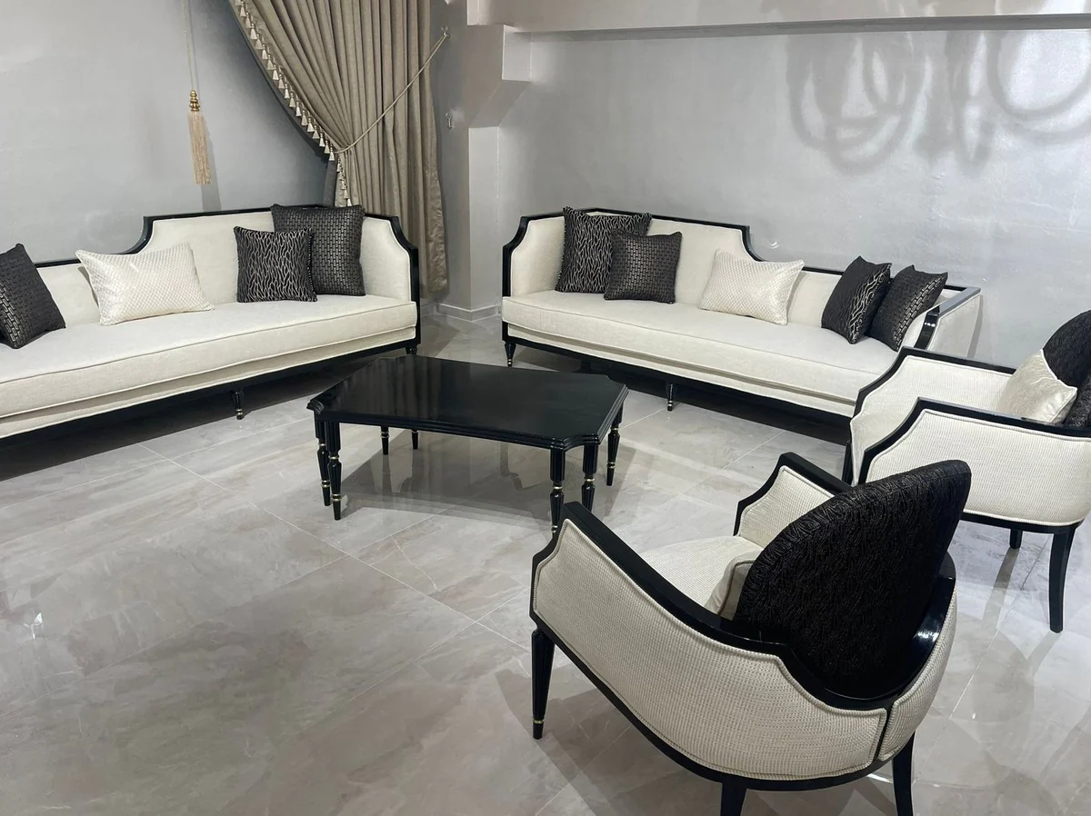 Luxus Art Deco Couchtisch Schwarz / Gold - Rechteckiger Wohnzimmertisch - Wohnzimmer Möbel - Art Deco Möbel - Luxus Möbel - Luxus Einrichtung - Wohnzimmer Einrichtung