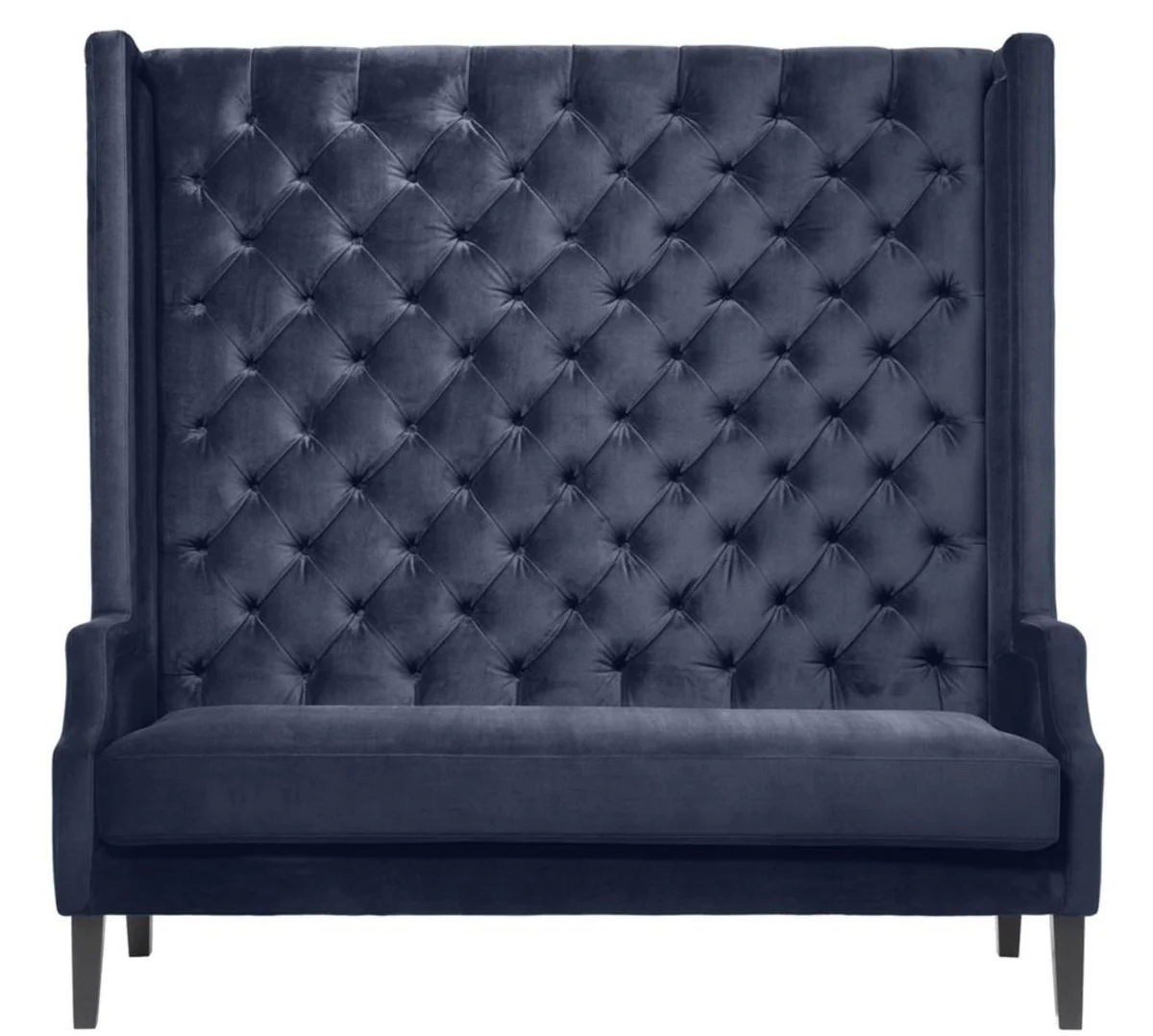 Luxus Hochlehnsofa Mitternachtsblau / Schwarz 160 x 68 x H. 160 cm - Luxus Chesterfield Samtsofa