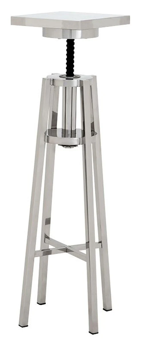 Luxus Edelstahl Beistelltisch Silber 30 x 30 x H. 98-110 cm - Designer Tisch Möbel