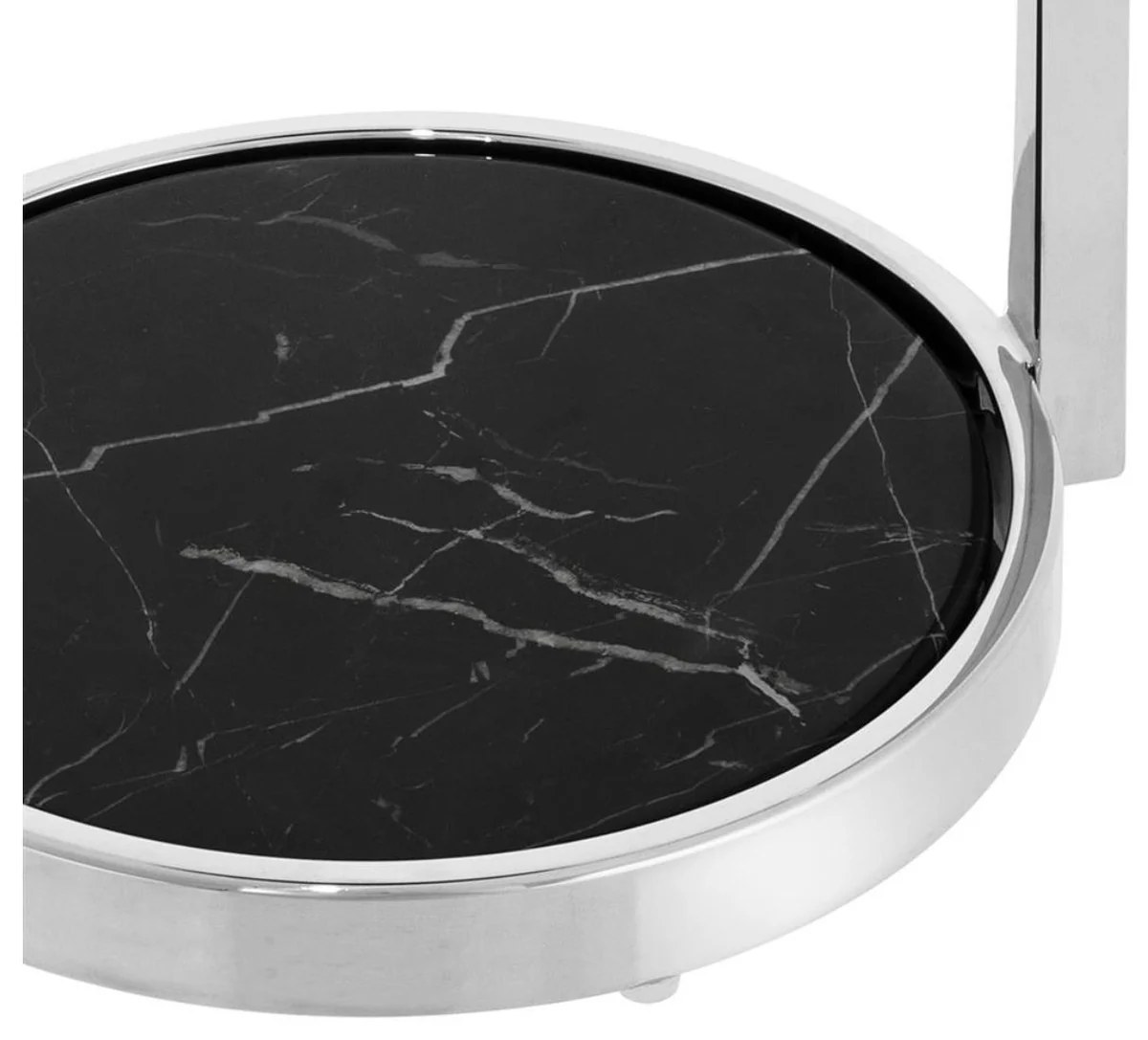 Luxus Edelstahl Beistelltisch Silber / Schwarz - Hotel Möbel