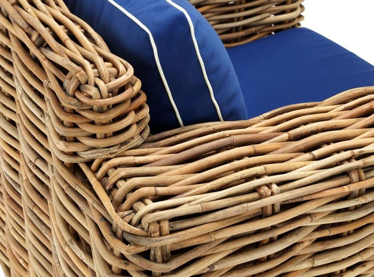 Designer Rattan Sessel 100 x 88 x H. 69 cm - Luxus Wohnzimmer Möbel