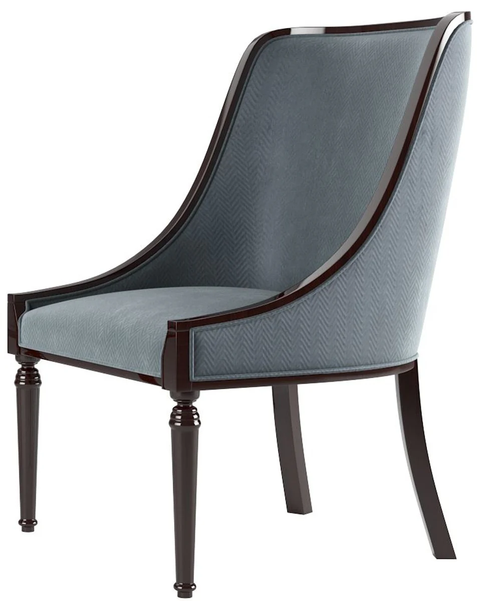 Luxus Barock Esszimmer Stuhl Set Grau / Dunkelbraun Hochglanz 50 x 50 x H. 92 cm - Edles Küchen Stühle 6er Set - Barock Esszimmer Möbel