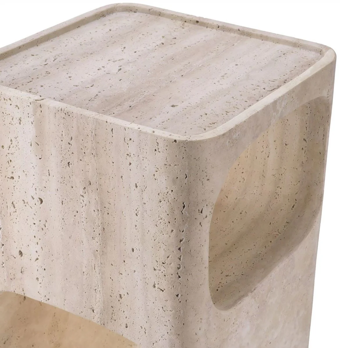 Luxus Travertin Beistelltisch Beige 30,5 x 30,5 x H. 56,5 cm - Naturstein Beistelltisch - Wohnzimmer Möbel - Hotel Möbel - Travertin Möbel - Luxus Möbel - Luxus Einrichtung