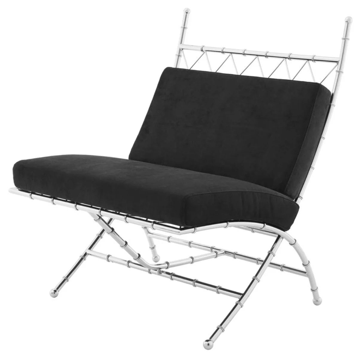 Luxus Klappstuhl Silber / Schwarz 75 x 81,5 x H. 92 cm - Luxus Möbel