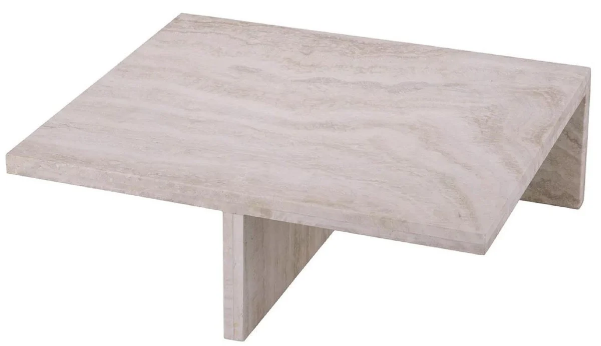 Luxus Travertin Couchtisch Beige 70 x 60 x H. 23,5 cm - Naturstein Wohnzimmertisch - Wohnzimmer Möbel - Naturstein Möbel - Travertin Möbel - Luxus Möbel - Luxus Einrichtung