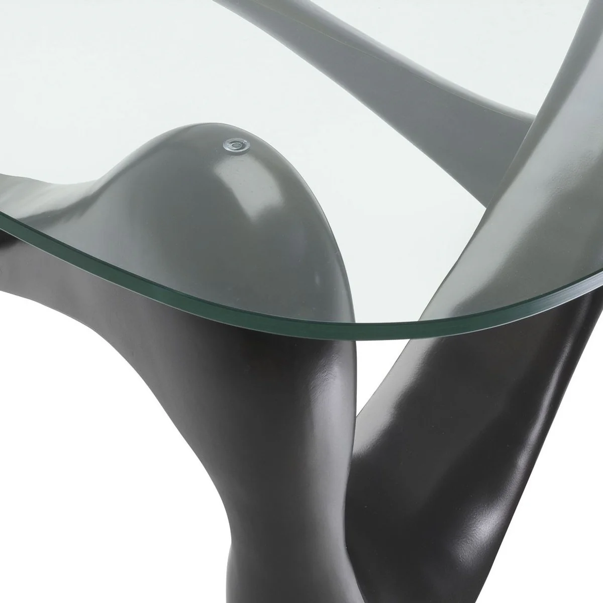 Designer Couchtisch Bronze 100,5 x 98 x H. 43,5 cm - Wohnzimmertisch mit 3-eckiger Glasplatte - Luxus Möbel