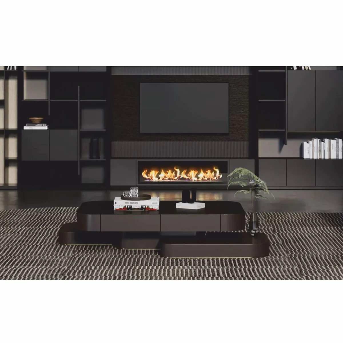 Luxus Couchtisch Dunkelbraun / Messing 190 cm - Wohnzimmer & Hotel Möbel