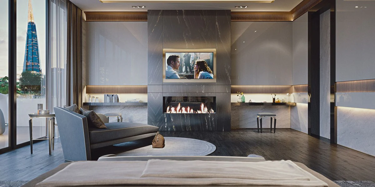 Luxus Hotel Chaiselongue Grau / Weiß 178 x 98 x H. 80 cm - Massivholz Recamiere - Hotel Möbel - Luxus Qualität - Made in Italy