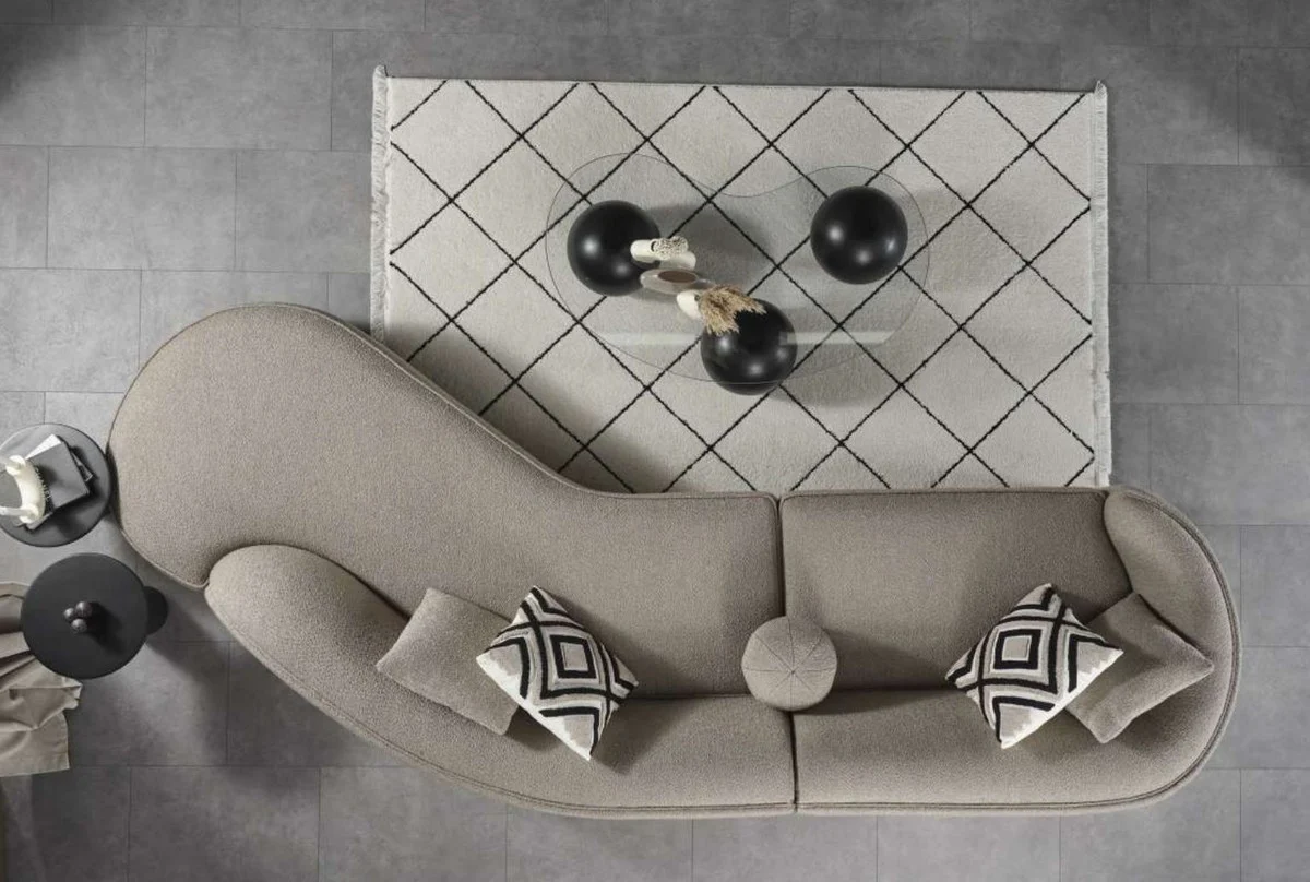 Luxus Sofa Grau 340 x H. 95 cm - Gebogenes Wohnzimmer Sofa - Hotel Sofa - Wohnzimmer Möbel - Hotel Möbel - Luxus Möbel - Luxus Einrichtung - Wohnzimmer Einrichtung