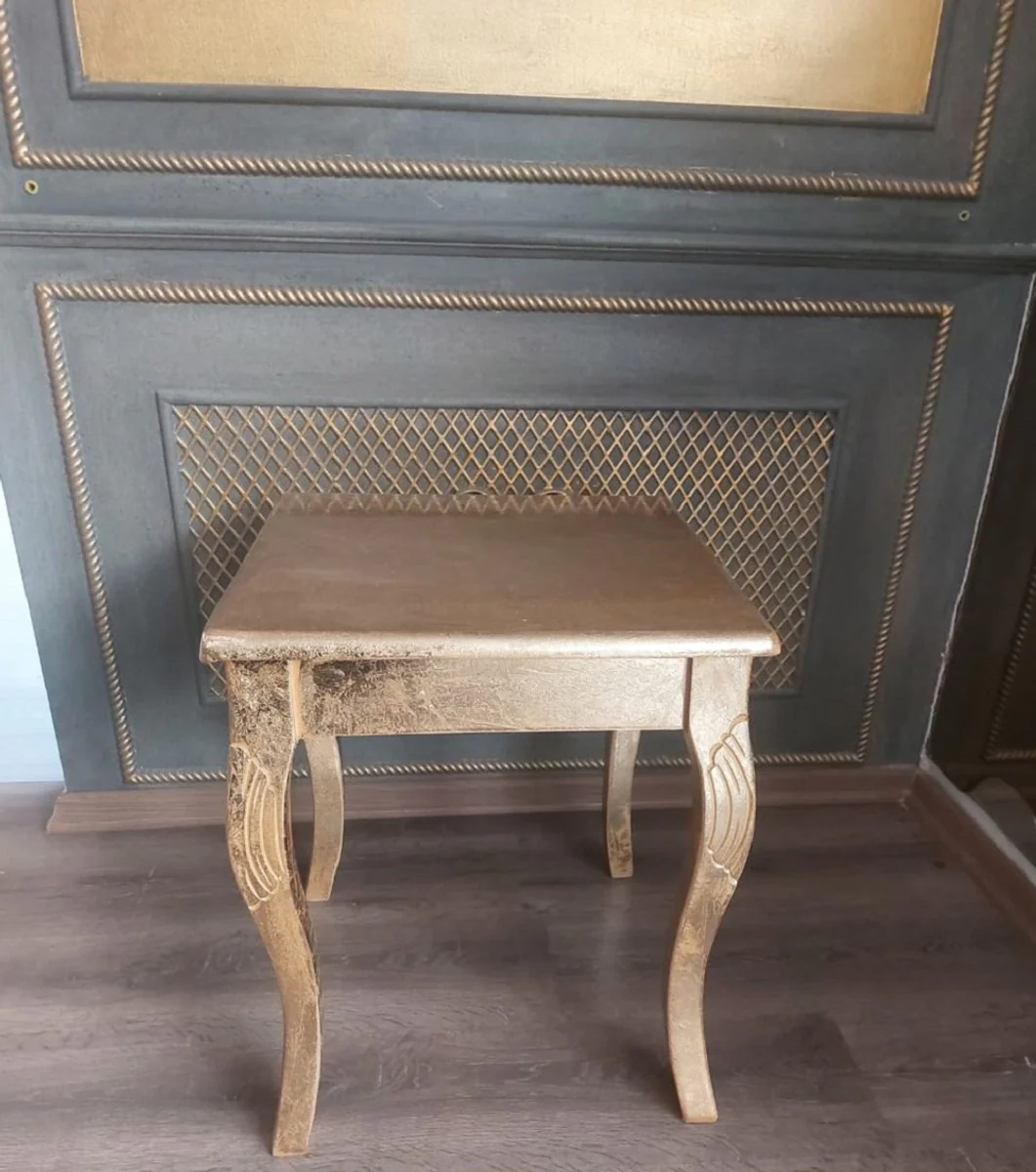 Luxus Barock Beistelltisch Gold - Handgefertigter Massivholz Tisch im Barockstil - Barock Wohnzimmer Möbel - Edel & Prunkvoll