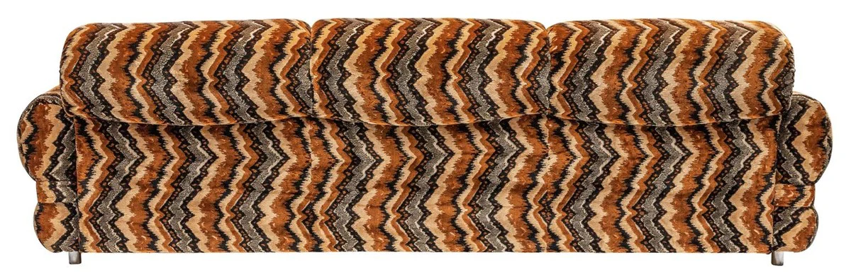 Luxus 70er Jahre Design Sofa Beige / Braun / Schwarz 228 x 93 x H. 70 cm - Retro Wohnzimmer Sofa mit Rollen - 70er Jahre Design Wohnzimmer Möbel