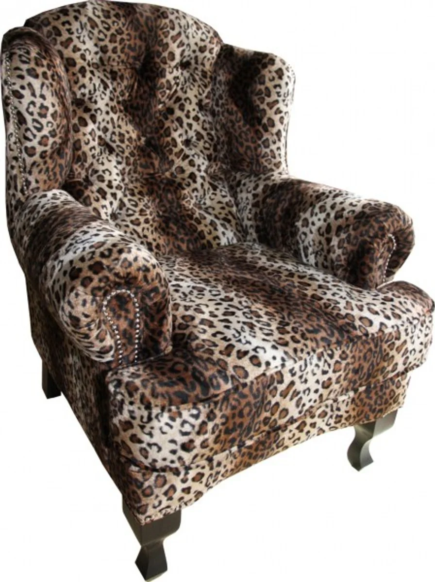 Limited Edition Designer Chesterfield Ohren Sessel Leopard - Club Möbel