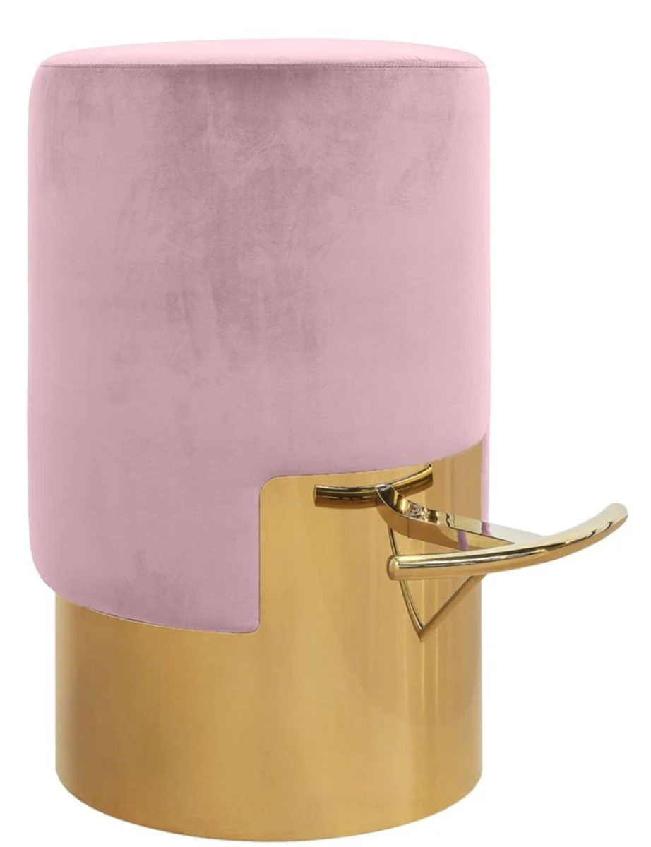 Luxus Barhocker Rosa / Gold Ø 46 x H. 76 cm - Barmöbel