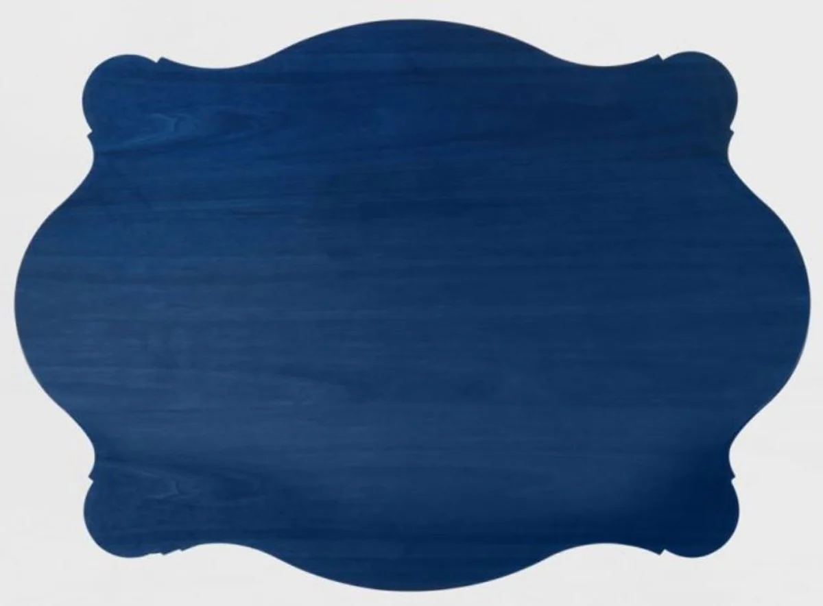 Luxus Barock Couchtisch Blau / Schwarz / Bronzefarben 130 x 93 x H. 43 cm - Prunkvoller Massivholz Wohnzimmertisch - Barock Möbel