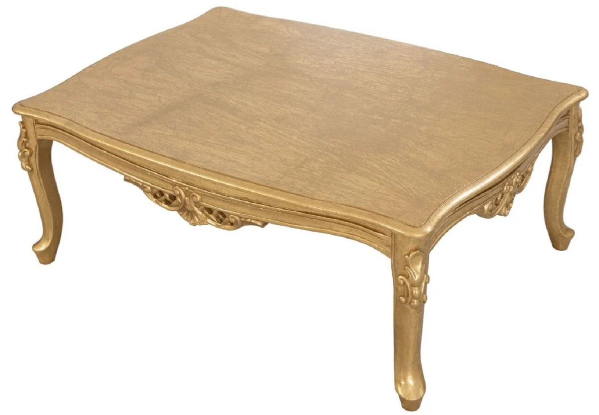 Luxus Barock Massivholz Couchtisch Gold - Handgefertigter Wohnzimmertisch im Barockstil - Barock Wohnzimmer Möbel