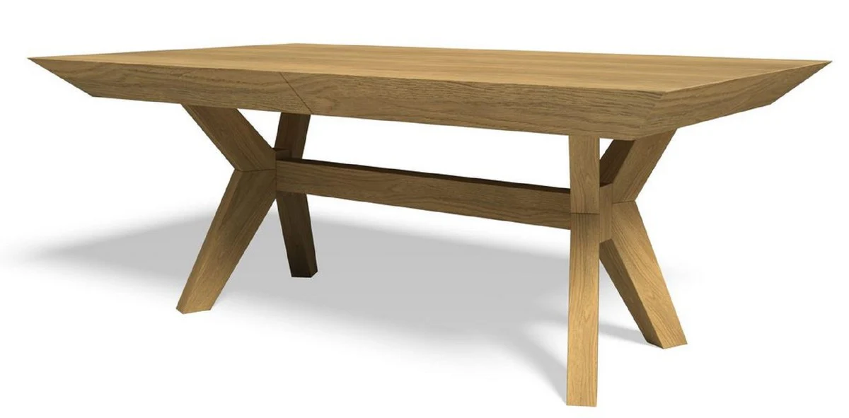 Luxus Esstisch Naturfarben 190-382 x 110 x H. 77 cm - Ausziehbarer Massivholz Küchentisch - Esszimmer Möbel - Massivholz Möbel - Luxus Möbel