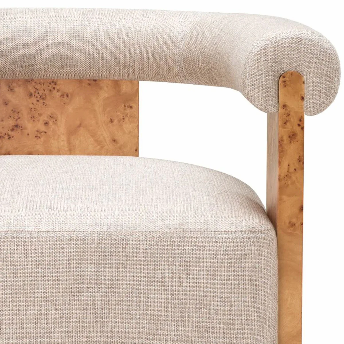 Luxus Esszimmer Stuhl mit Armlehnen Naturfarben / Hellbraun