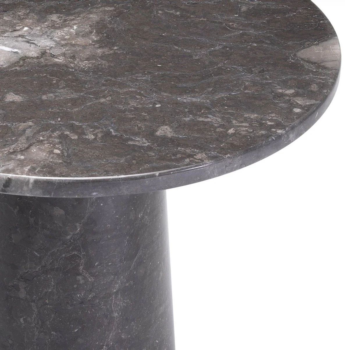 Luxus Beistelltisch Grau Ø 54,5 x H. 56 cm - Runder Marmor Tisch - Wohnzimmer Möbel - Luxus Kollektion