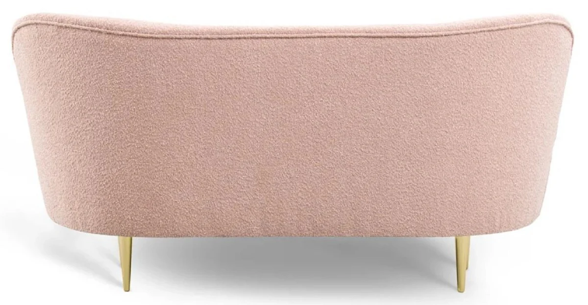 Luxus 3er Sofa Rosa / Gold 180 x 72 x H. 80 cm - Wohnzimmer Sofa mit gebogener Rückenlehne - Wohnzimmer Möbel - Luxus Möbel - Wohnzimmer Einrichtung - Luxus Einrichtung