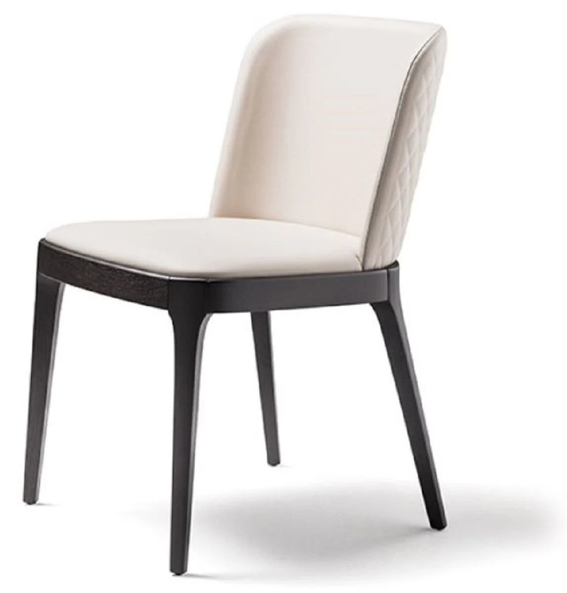 Luxus Esszimmerstuhl 8er Set Cremefarben / Schwarz - 6 Esszimmerstühle ohne Armlehnen & 2 Esszimmerstühle mit Armlehnen - Luxus Esszimmer Möbel - Luxus Qualität - Made in Italy
