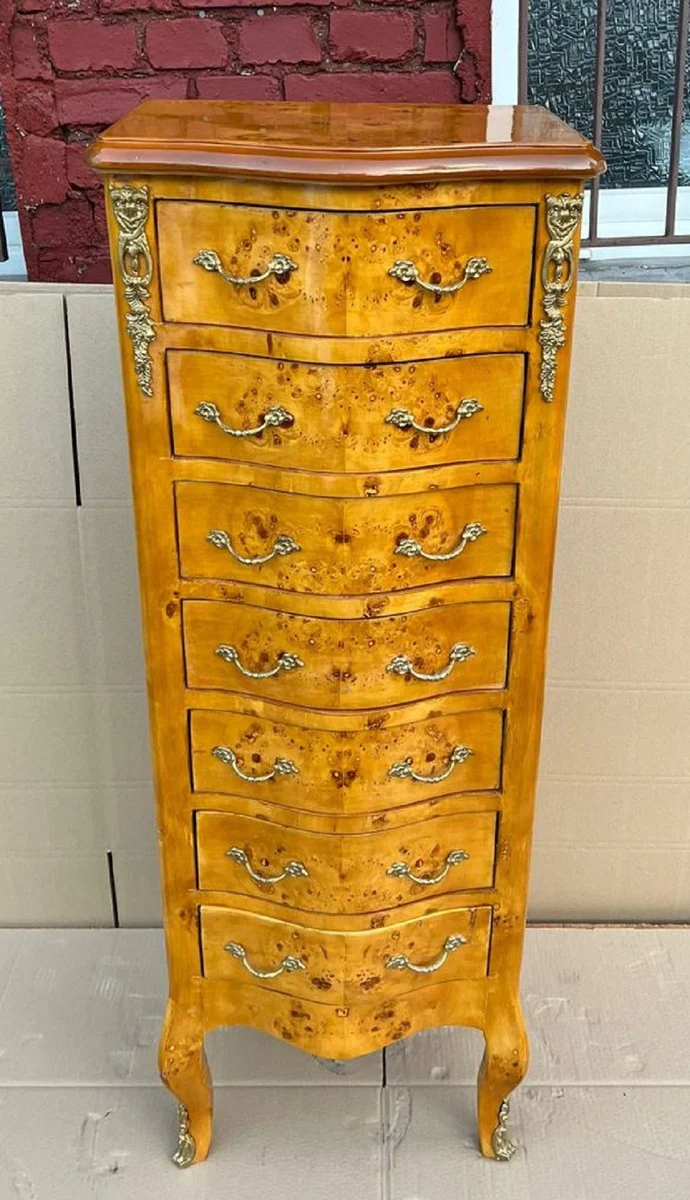 Barock Kommode Vogelaugen Ahorn - Handgefertigter Barockstil Massivholz Schrank im mit 7 Schubladen - Wohnzimmer Möbel im Barockstil - Barock Möbel - Barock Einrichtung