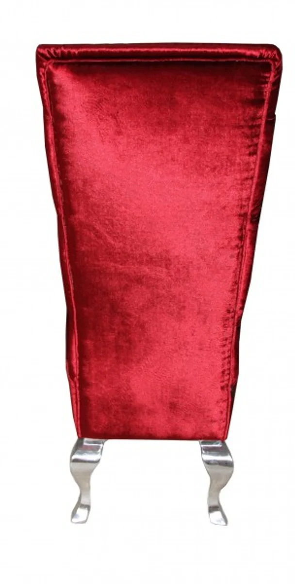 Barock Esszimmer Stuhl Bordeaux / Silber - Designer Stuhl - Luxus Qualität Hochlehnstuhl Hochlehner