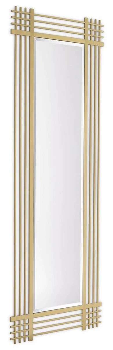 Luxus Edelstahl Wandspiegel Messingfarben 80 x 3 x H. 220 cm - Wohnzimmer Spiegel - Schlafzimmer Spiegel - Garderoben Spiegel - Luxus Möbel