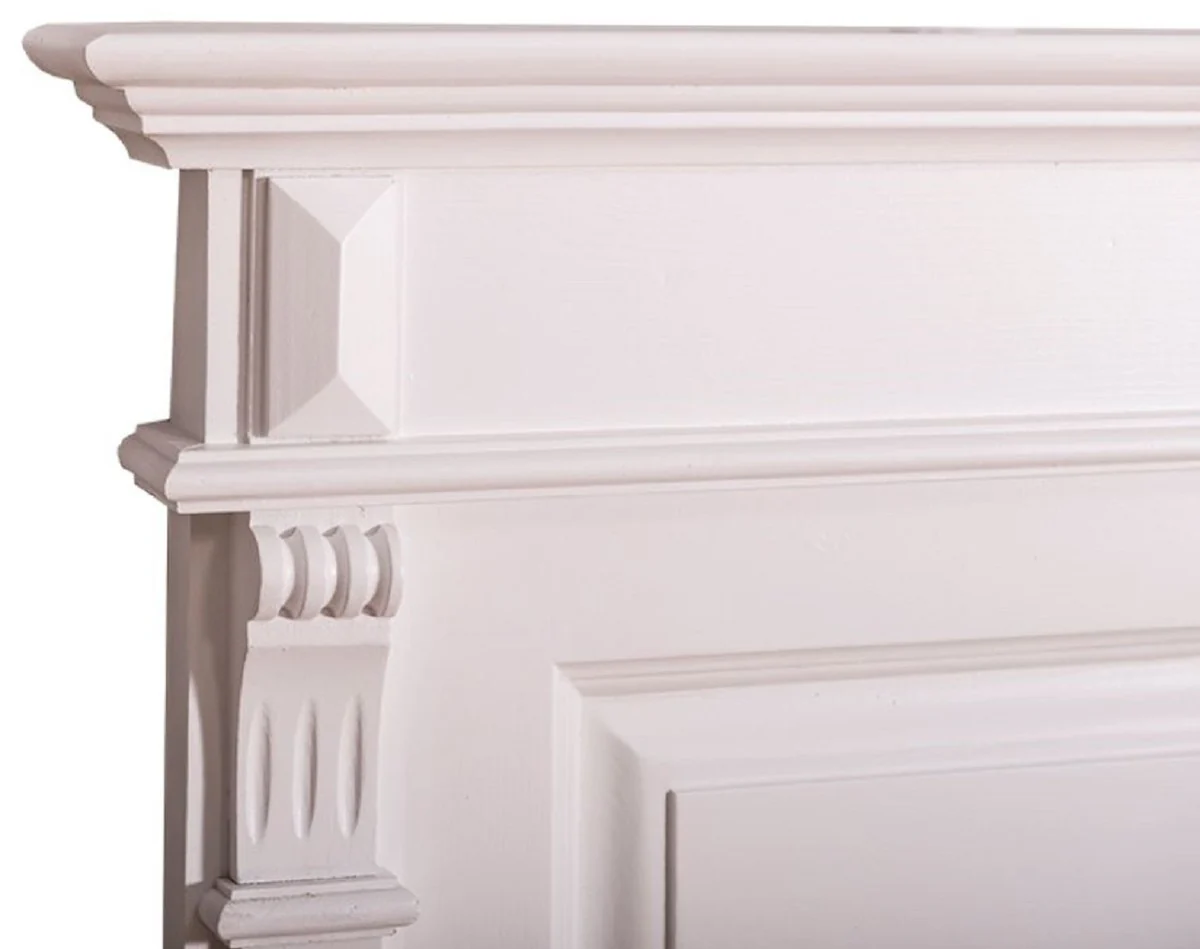 Landhausstil Massivholz Bett-Kopfteil Weiß 160 x H. 126 cm - Schlafzimmermöbel im Landhausstil