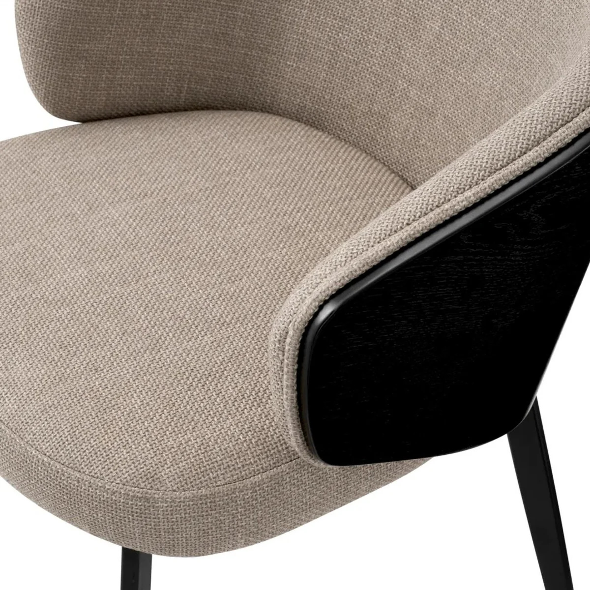 Luxus Esszimmer Stuhl Grau / Schwarz 57 x 62 x H. 77 cm - Küchenstuhl mit Armlehnen - Esszimmer Möbel - Luxus Möbel - Luxus Qualität