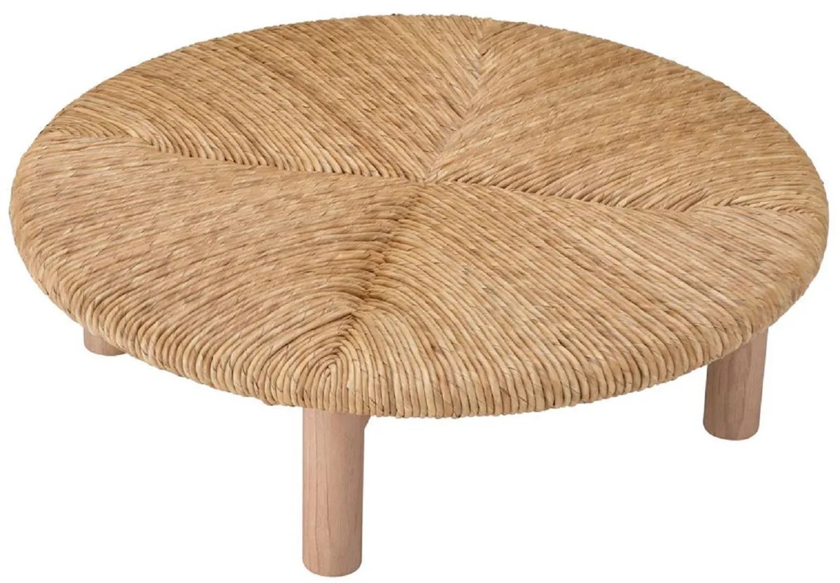 Luxus Couchtisch Naturfarben Ø 100 x H. 30,5 cm - Runder Wohnzimmertisch - Wohnzimmer Möbel - Luxus Möbel - Luxus Einrichtung