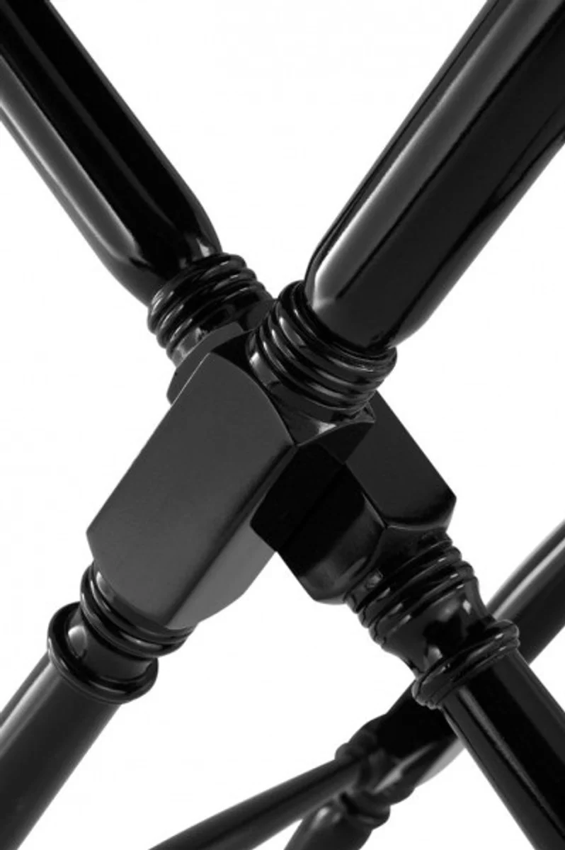 Luxus Bar Tisch Schwarz mit abnehmbaren aufklappbaren Tablett Schwarz hochglanz - Neoklassisch - Hotel Restaurant Möbel