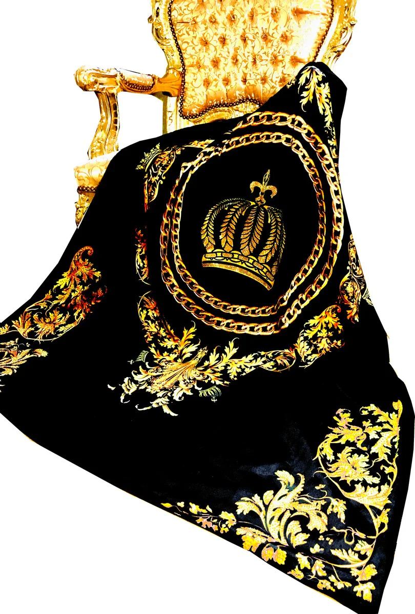 Luxus Wohndecke Pompöös by Barock Chains & Crown Schwarz / Gold von Harald Glööckler mit Glitzersteinen