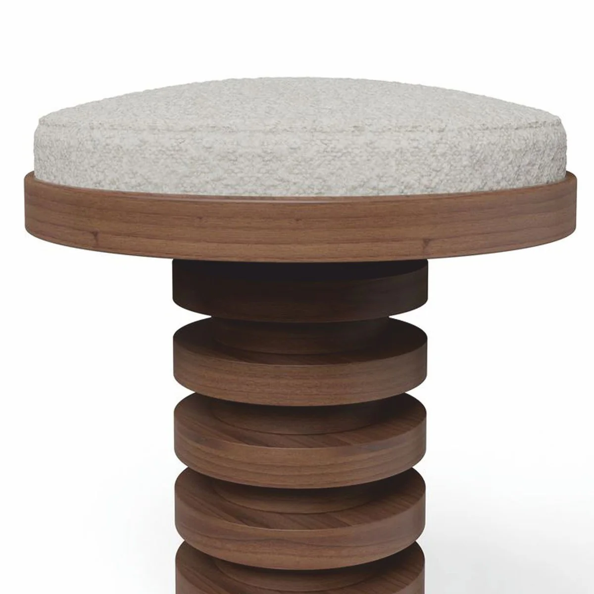 Luxus Massivholz Barhocker Braun / Creme / Messing H. 75 cm - Premium Qualität