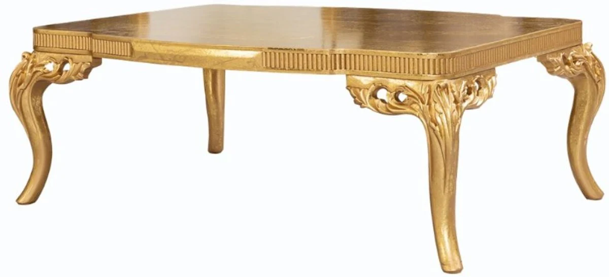 Luxus Barock Couchtisch Gold 120 x 86 x H. 45 cm - Prunkvoller Wohnzimmertisch - Wohnzimmer Möbel im Barockstil