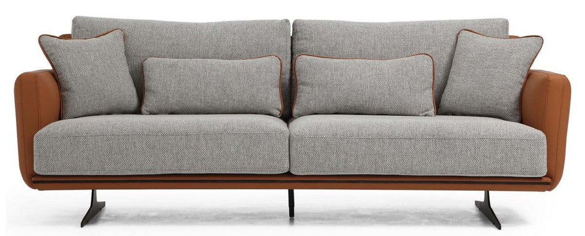 Luxus Sofa Grau / Braun / Schwarz 230 x 100 x H. 80 cm - Modernes Wohnzimmer Sofa - Hotel Sofa - Luxus Möbel