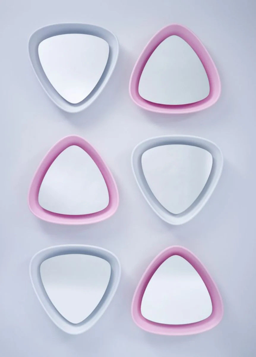 Luxus Designer Spiegel Rosa 64 x H. 63 cm - Designer Wandspiegel mit Licht