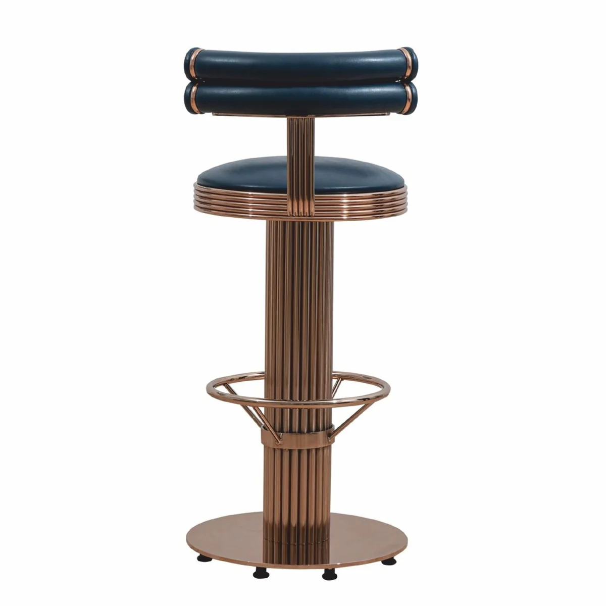Luxus Barstuhl Kupfer / Schwarz H. 96 cm