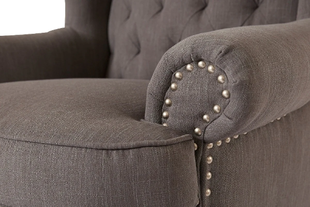 Luxus Chesterfield Ohrensessel Dunkelgrau 87 x 89 x H. 109 cm - Wohnzimmermöbel