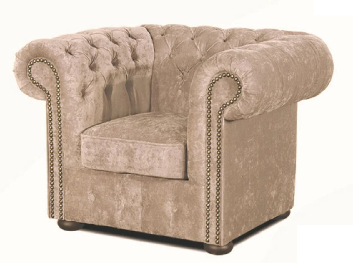 Luxus Chesterfield Sessel Grau 110 x 90 x H. 78 cm - Luxus Qualität