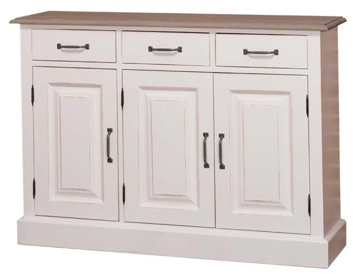 Landhausstil Kommode Antik Stil Weiß / Naturfarben 120 x 35 x H. 85 cm - Landhausstil Möbel