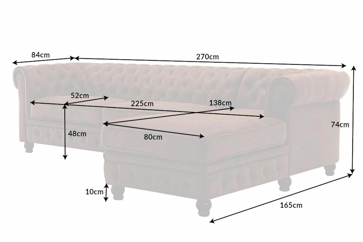Chesterfield Ecksofa Rechts Antik Braun - Microfaser Wohnzimmer Sofa - Chesterfield Wohnzimmer Möbel