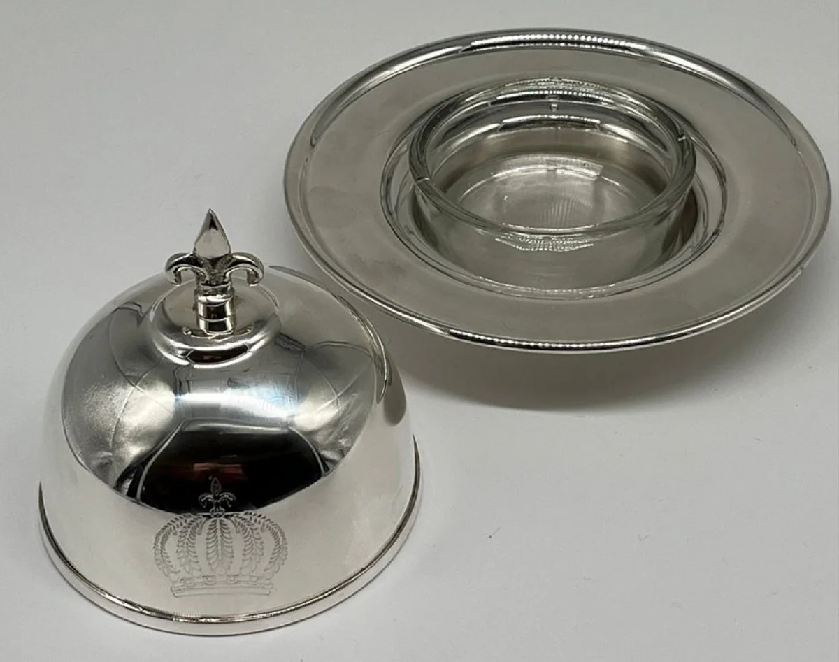 Pompöös by Luxus Barock Kaviarschale mit Deckel Silber - designed by Harald Glööckler