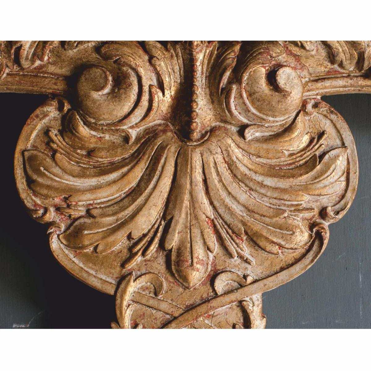 Luxus Barock Spiegel Grün / Grau / Antik Gold H. 158 cm - Made in Italy