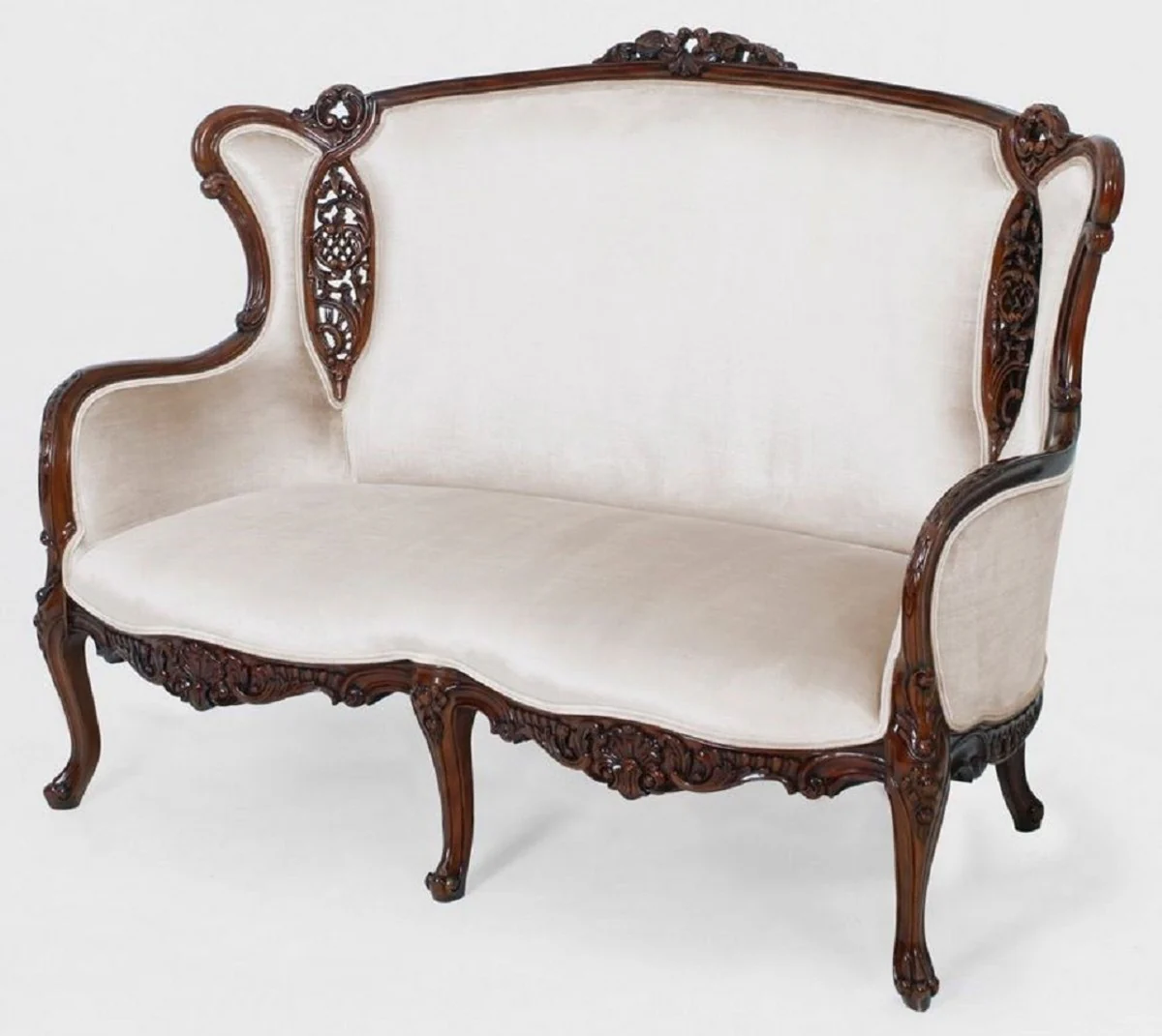 Luxus Barock Sofa Weiß / Braun - Prunkvolles Wohnzimmer Sofa im Barockstil - Barock Wohnzimmer & Hotel Möbel - Edel & Prunkvoll