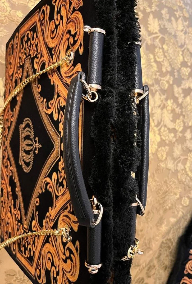 Pompöös by Luxus Damen Handtasche Krone und Glitzersteine Schwarz / Gold 43 x H. 43 cm - designed by Harald Glööckler